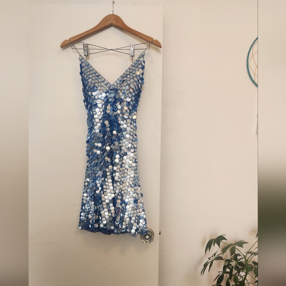 Blue Scala Dress Party, Cocktail, Sequin Scales